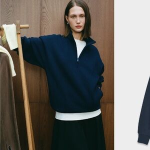 Cozy Sweatfleece Boyfriend 1/2 Zip- grey- Size L